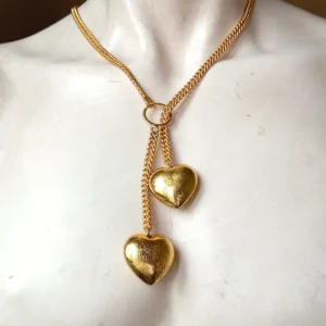 Gold heart pendant Slip Chain Necklace