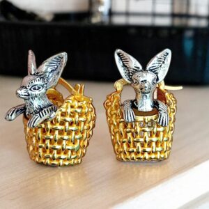 CUTE Baby Kangaroo Gold basket Earring pair