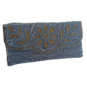 Embroidered Blue Velvet Clutch Bag | INDIAN Handmade Beaded Evening Purse (Copy)
